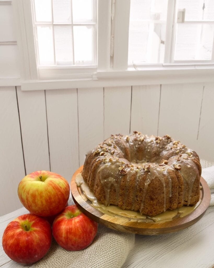 Fresh Apple Cake with Brown Sugar Glaze