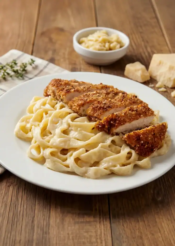 Homemade Pasta, Alfredo Sauce & Pecan-Crusted Chicken