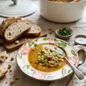 Sausage and Garbanzo Bean Soup (4 Ingredients, One Pot)